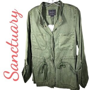 Sanctuary Safari Jacket Olive Green Lyocell Utility Minimalist Cabincore, Medium